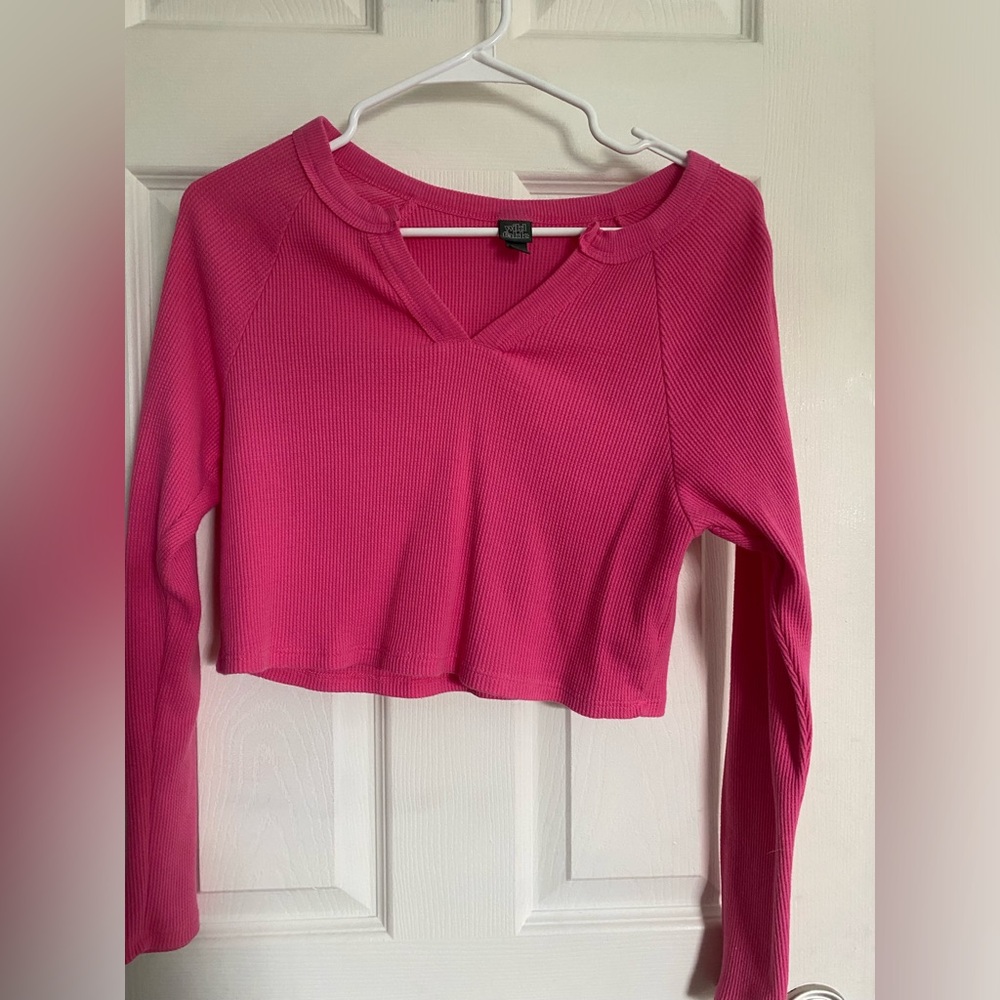 Wild Fable Pink Long Sleeve Cropped Top